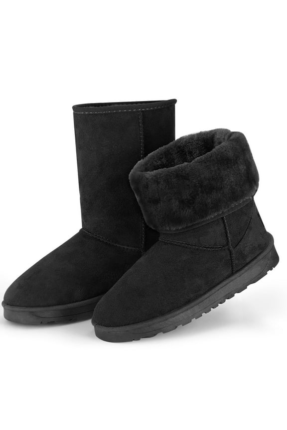 Women Snow Boots, Waterproof Winter Ladies Mid-Calf Boots with Warm Lining