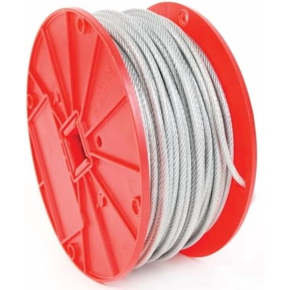Koch 010172 Cable, 7 by 19 Construction, Trade Size 3/16-1/4 by 250 Feet, Galvanized with Clear Vinyl Coating