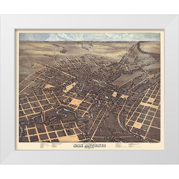 Koch 24x20 White Modern Wood Framed Museum Art Print Titled - San Antonio Texas - Koch 1873