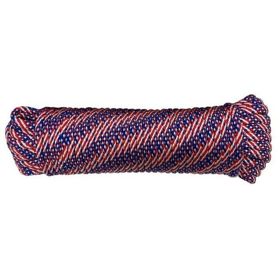 Koch 7025831 0.375 in. x 100 ft. Diamond Braided Polypropylene Rope, Red, White & Blue