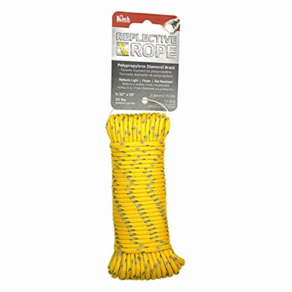 Koch Industries 5180544 Diamond Braid Polypropylene Rope, 5/32 by 50', Reflective Yellow