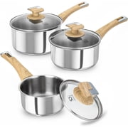 Koch Systeme CS 1 & 2 & 3 QT Stainless Steel Saucepan Set with Lids, Stay Cool Handles, Induction Compatible