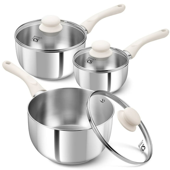 Koch Systeme CS 1+2+3QT Stainless Steel Saucepan Set with Comfortable Bakelite Handle