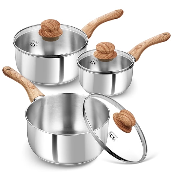 Koch Systeme CS 1.5+2+3QT Stainless Steel Saucepan Set with Bakelite Handle