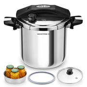 Koch Systeme CS 10.5-Quart Stainless Steel Pressure Cooker, 3-in-1 Olla de Presion, One-Hand Locking, Induction Pressure Cooker, Glass Lid & Steamer