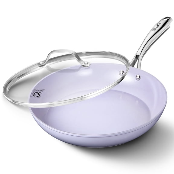 Koch Systeme CS 10 inch Ceramic Nonstick Frying Pan with Lid, Induction Compatible, Gradient Purple