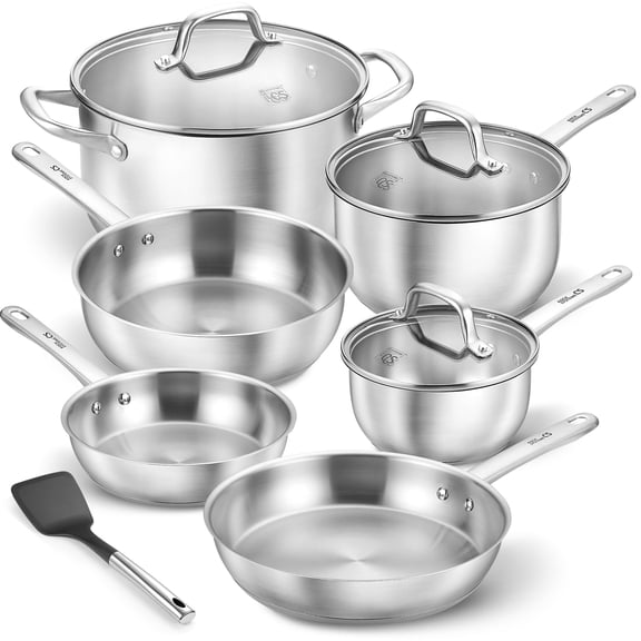 Koch Systeme CS 10 PCS Stainless Steel Cookware Set, Pots and Pans Set for Professional Cooking, Induction Compatible, Oven & Dishwasher Safe
