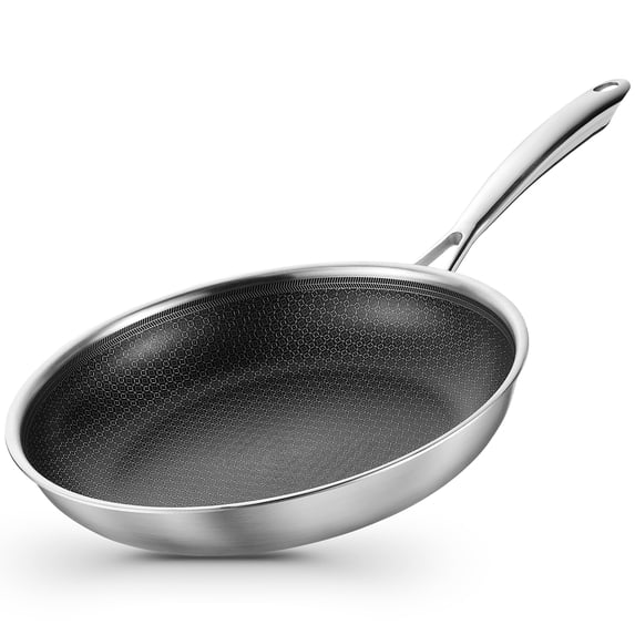 Koch Systeme CS 10 inch Hybrid Nonstick Stainless Steel Frying Pan, Tri-Ply Skillet with Honeycomb Interior, Induction Compatible, Oven Safe
