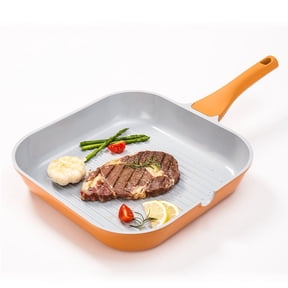 Koch Systeme CS 11 inch Nonstick Grill Pan, Square Skillet with Stay-Cool Handle, Compatible with All Stovetops, Even Heating, Copper