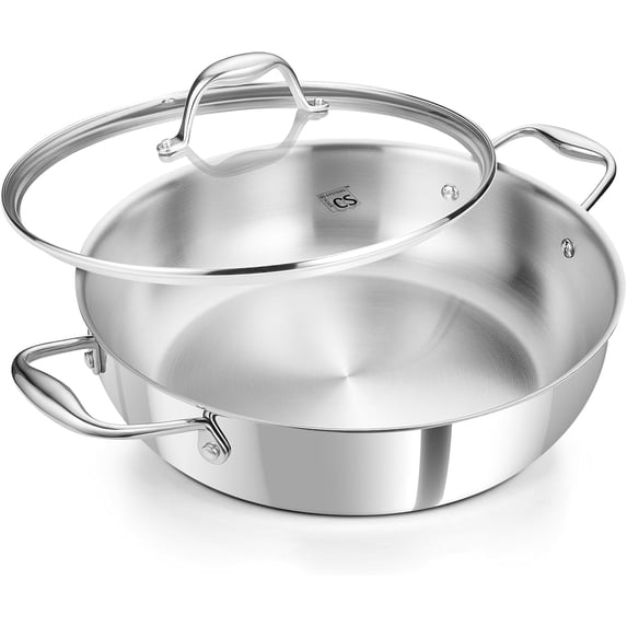 Koch Systeme CS 12-Inch Deep Sauté Pan, Tri-Ply Stainless Steel Deep Frying Pan