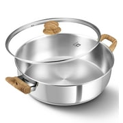 Koch Systeme CS 12 inch Stainless Steel Deep Saut  Pan with Bakelite Handles, Deep Frying Pan with Lid, Suitable for All Stoves