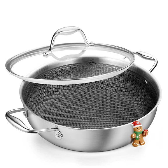Koch Systeme CS 12-Inch Tri-Ply Deep Saut Pan Glass Lid, Hybrid Deep Frying Pan