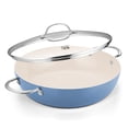 thumbnail image 1 of Koch Systeme CS 12 inch Deep Frying Pan Stainless Steel with Lid, 6-Quart Deep Saute Pan with Nonstick Caremic Coating, Universal Compatibility, Blue, 1 of 10