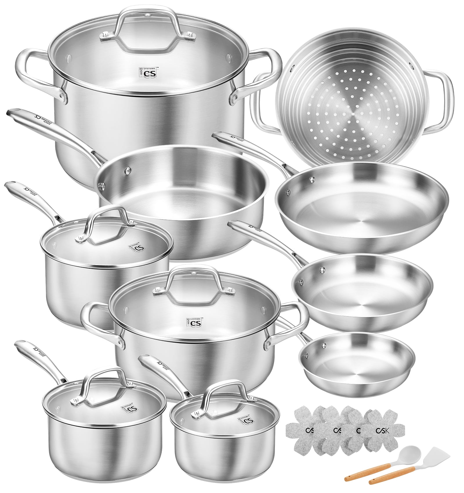 Koch Systeme CS 21-Piece Premium Stainless Steel Cookware Set ...
