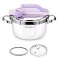 thumbnail image 1 of Koch Systeme CS Small Pressure Cooker Stainless Steel, 3.2 Quart Olla de Presion, One-Press Locking, 18/10 Stainless Steel Pressure Cooker, Induction Compatible, with Glass Lid, Purple, 1 of 11