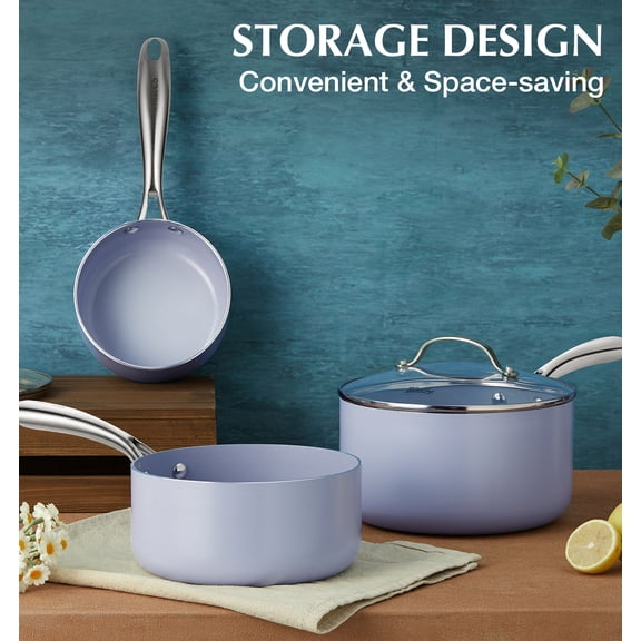 Koch Systeme CS 4qt Nonstick Aluminum Stockpot with Dual Handles, Oven Safe & Compatible with All Stovetops, Gradient Purple