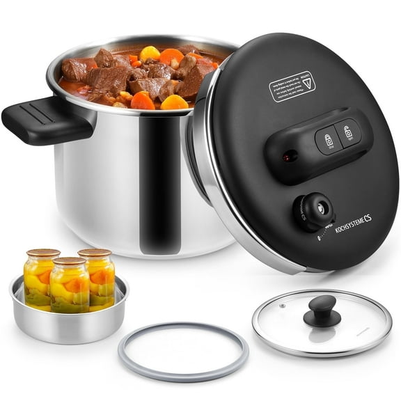 Koch Systeme CS 6.3 Quart Stainless Steel Pressure Cooker, 3 PSI Settings Pressure Cooker, Save 70% Time, Gas & Induction Compatible