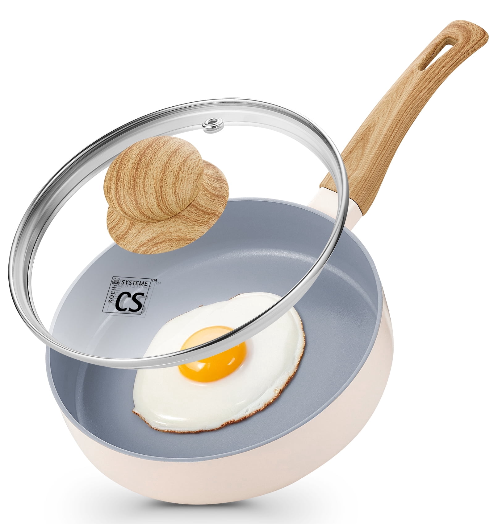 Koch Systeme CS 6-Inch Mini Frying Pan with Lid, Lightweight Aluminum Nonstick Skillet, Perfect for Single Serve, Space Saving