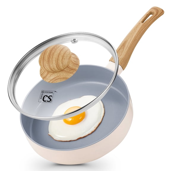 Koch Systeme CS 6-Inch Mini Frying Pan with Lid, Lightweight Aluminum Nonstick Skillet, Perfect for Single Serve, Space Saving