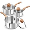 thumbnail image 1 of Koch Systeme CS 6-Piece Stainless Steel Saucepan Set - 1.5QT & 2QT & 3QT，Tri-Ply Base, Induction Compatible, Heat-Resistant Bakelite Handles, 1 of 7