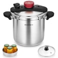 thumbnail image 1 of Koch Systeme CS Stainless Steel Pressure Cooker 8.5 Quart, 3-in-1 Olla de Presion, Easy One-Hand Lock, 18/10 Stainless Steel, Stovetop Presssure Cooker, Induction Compatible, with Glass Lid & Steamer, 1 of 11