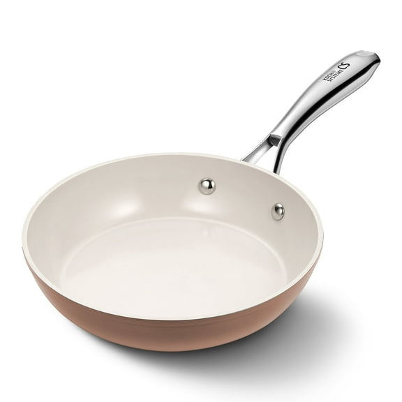 Koch Systeme CS 8 inch Ceramic Non-Stick Frying Pan with Steel Handle, Nonstick Skillet, Oven and Dishwasher Safe, Brown