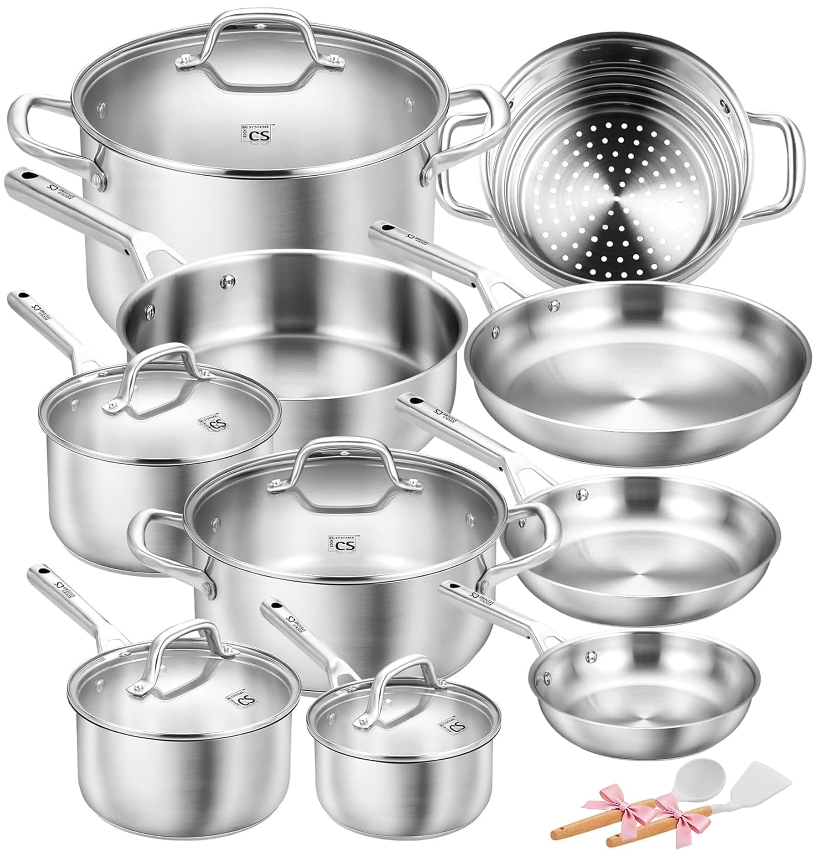 Koch Systeme CS 17-Pc Stainless Steel Cookware Set, Oven Safe