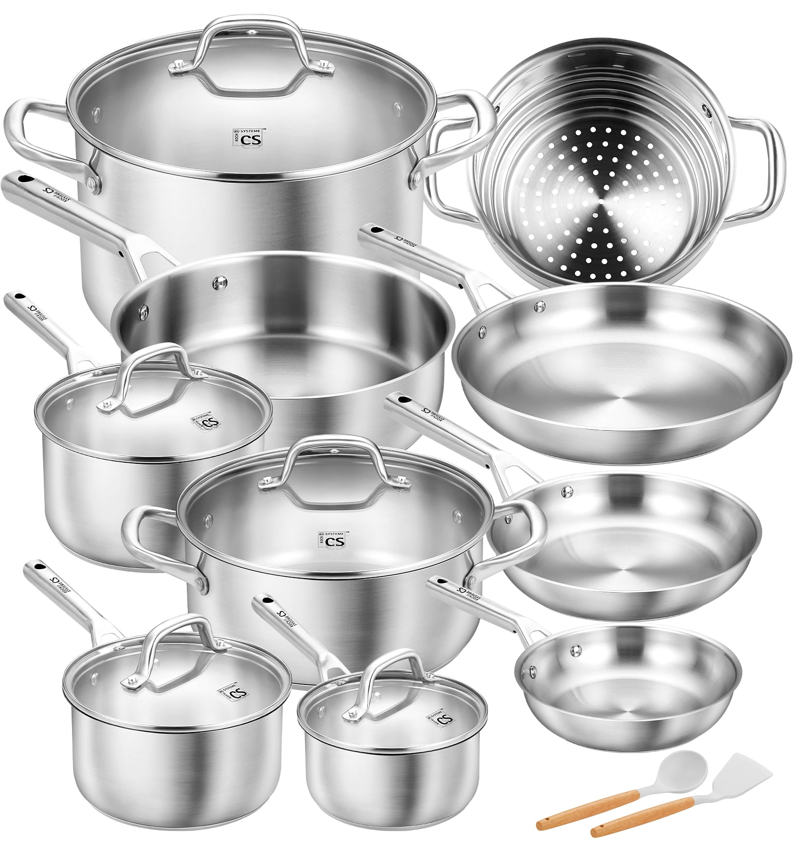 Koch Systeme CS Stainless Steel 17-Piece Cookware Set, Stainless Steel ...