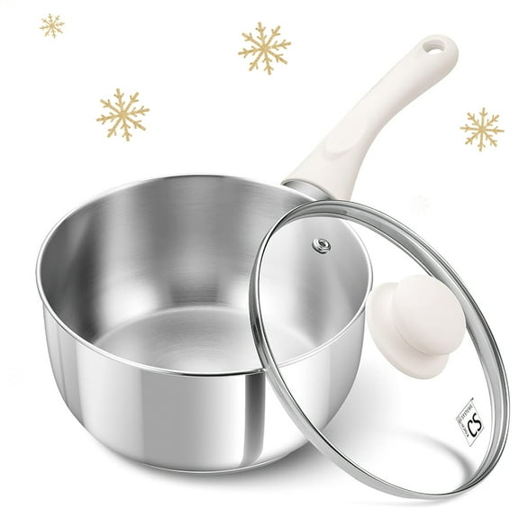 Koch Systeme CS 2QT Stainless Steel Saucepan with Lid with Stay-cool Bakelite Handle, Induction Compatible, Even Heating