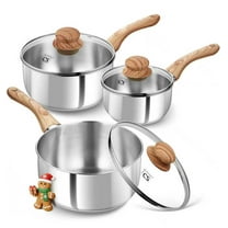 Koch Systeme CS 6 Piece Stainless Steel Sauce Pan Set, 1QT & 2QT & 3QT, Stainless Steel Pot Set with Bakelite Handle, Saucepan Set with Lid, Induction Sauce Pots