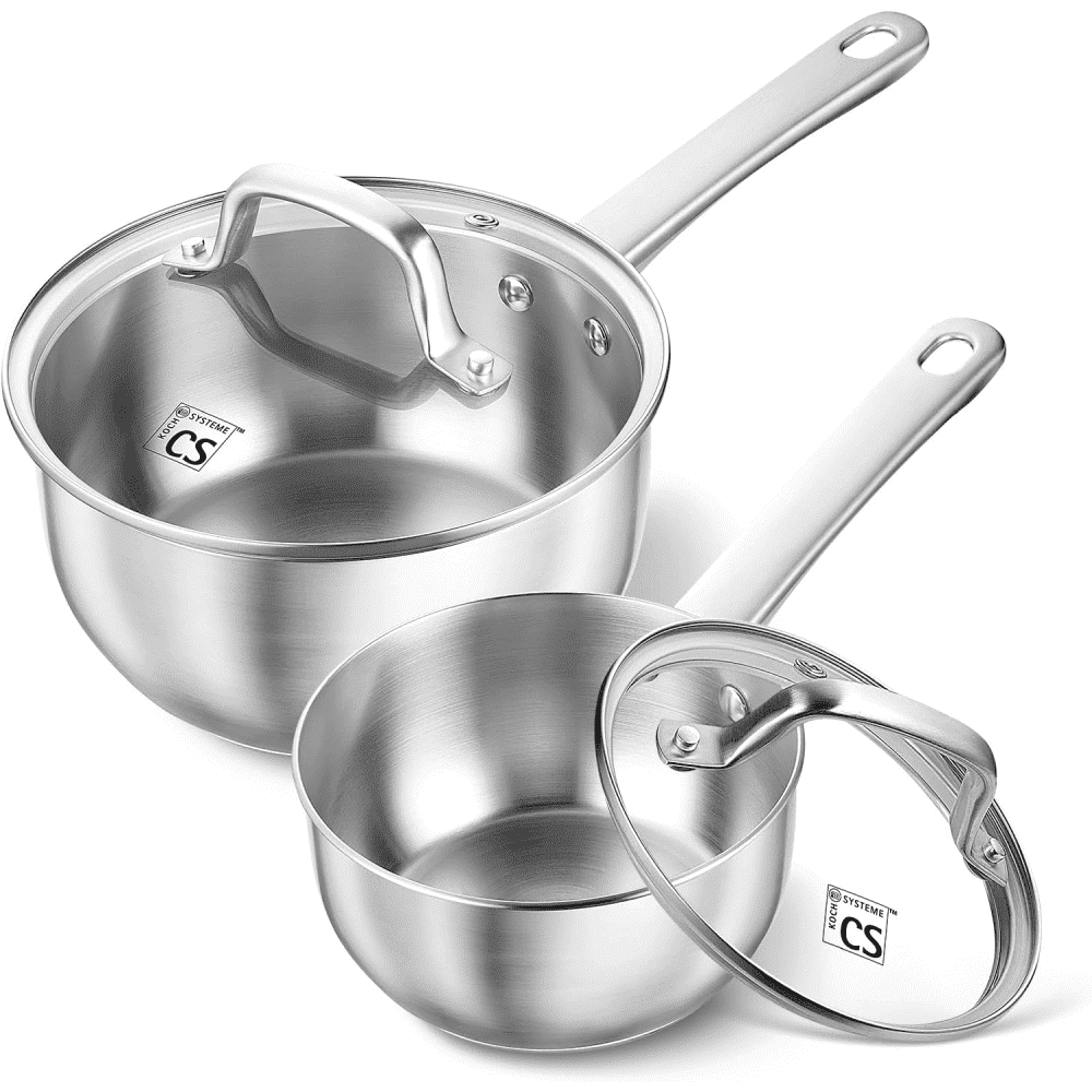 Koch Systeme CS 4 pcs Stainless Steel Saucepan Set, 1 Quart & 2 Quart ...