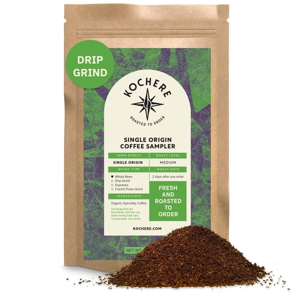 Kochere Single Origin Specialty Coffee Sampler Ground Freshly Roasted Drip Grind 6 Count 2 oz