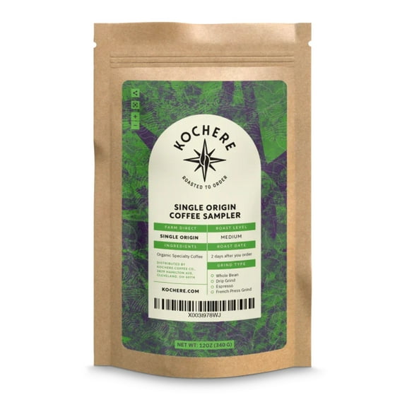 Kochere Single Origin Specialty Coffee Sampler - (Brazil, Colombia, Costa Rica, Ethiopia, Honduras, Tanzania) | Roast to Order | Fair Trade | Organic - Drip Grind, Medium Roast