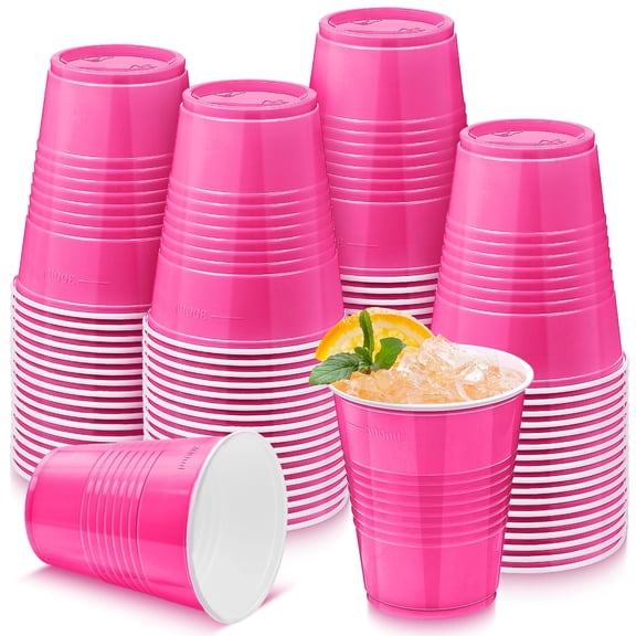 Kochorie 50 Pack Hot Pink 12oz Disposable Plastic Party Cups, Bulk Drinkware for Wedding Graduation Picnic Holiday Events