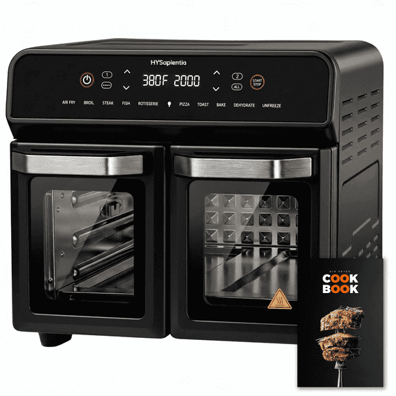 24QT 1800W Internal Stainless Steel Dual Zone Air Fryer Oven with Rotisserie Easy to Use