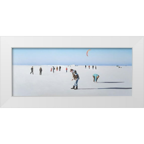 Kock, Bernhard 18x10 White Modern Wood Framed Museum Art Print Titled - Wintersonntag am Strand