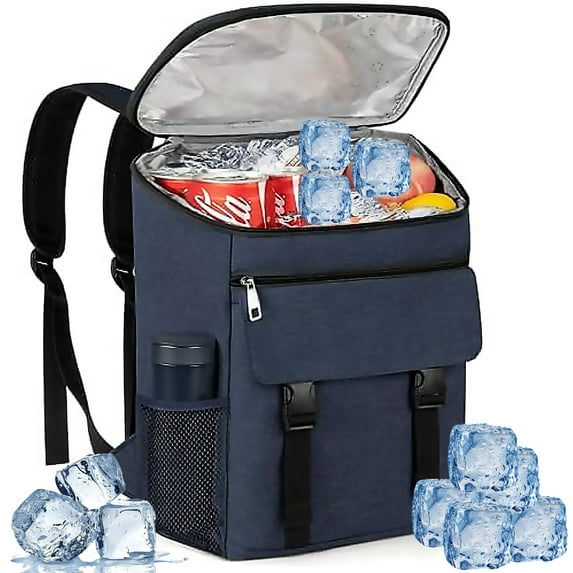 Wiher Backpack Cooler, Soft Cooler Backpack Insulated Leak Proof, 35 Cans Travel Cooler Bag for Picnic, Camping, Beach, Hiking, BBQ, & Lunch - Sandproof, Water-Resistant Blue