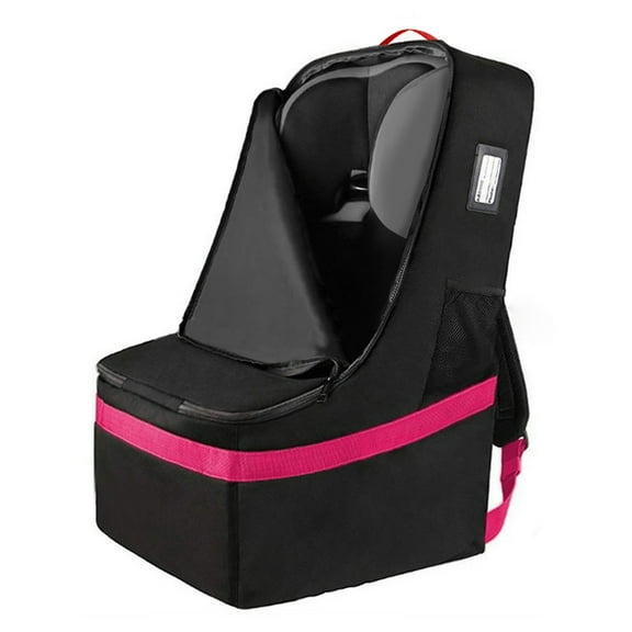 Wiher Car Seat Travel Backpack Bag, Durable Car Seat Gate Check Bag Padded Carseat Cover Bag for Airplane Travel, Infant Car Seat Travel Bag with Padded Shoulder Strap and Top Handle (Pink)
