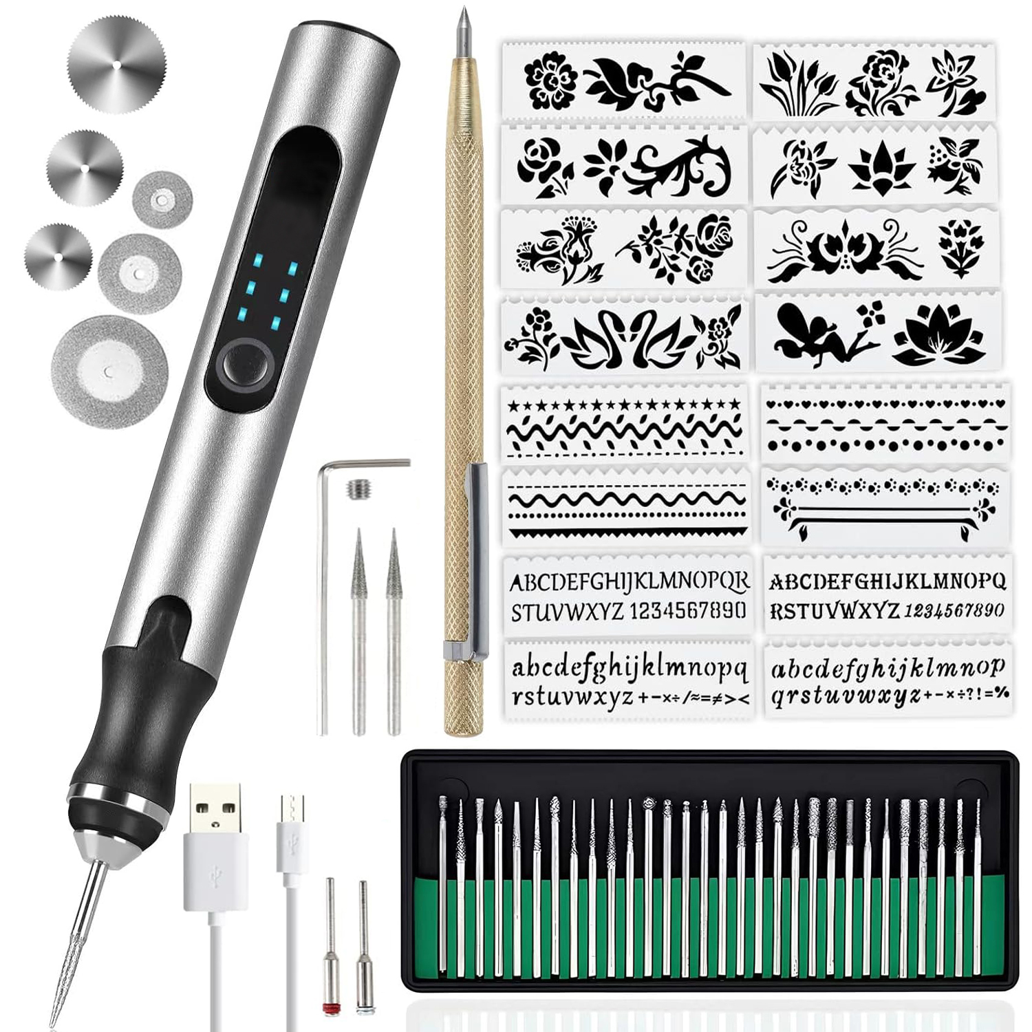 Electric Engraving Pen Cordless Micro Carving Pen with 3 Adjustable