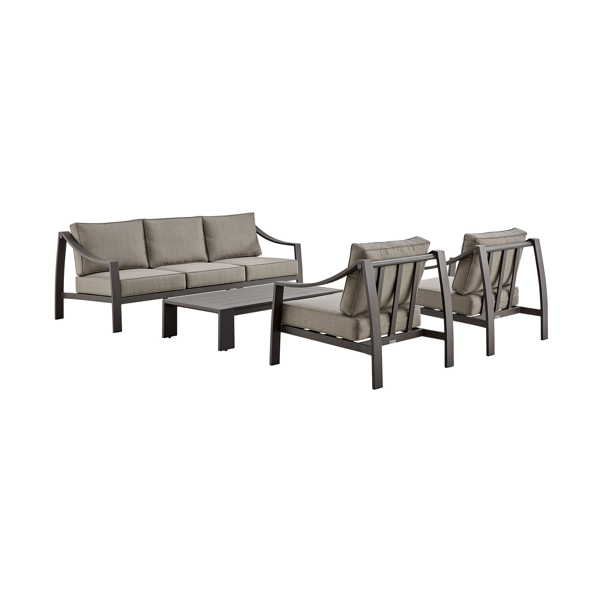 Koda Modern Black Aluminum Outdoor Sofa with Gray Cushions