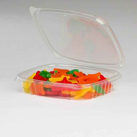 Koda Cup 16 oz Secure Seal Clear RPET Plastic Rectangle Food Container with Hinged Lid | 200/Case