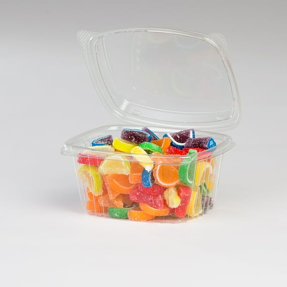 Koda Cup 16 oz. Tall RPET Clear Hinged Deli Meal Prep Fruit Salad Display Food Storage Containers | 200/Case