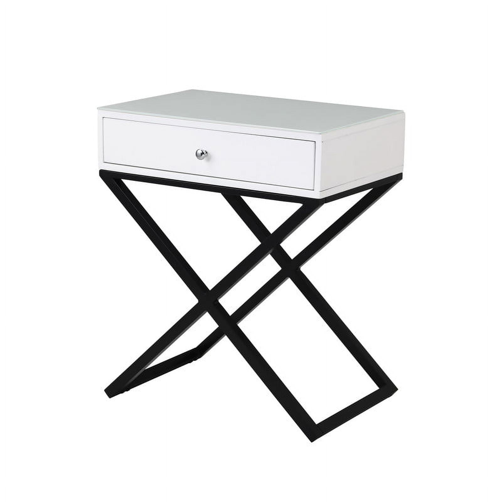 Koda White MDF and Glass Top Nightstand with Drawer