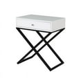 thumbnail image 1 of Koda White Wooden End Side Table Nightstand w/ Glass Top Drawer & Metal Base, 1 of 5