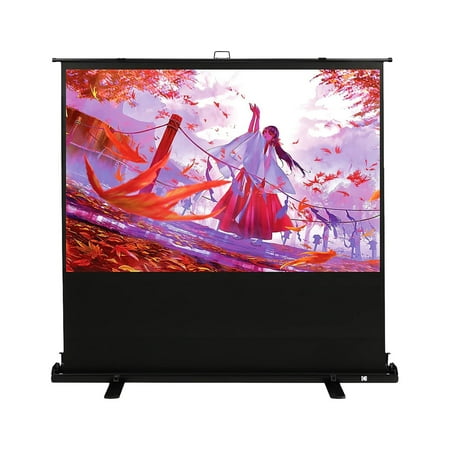 Kodak - 100" Projector Screen, Pull Up Projector Screen and Stand, Portable Projector Screen with Handle and Carrying Case - Black/White