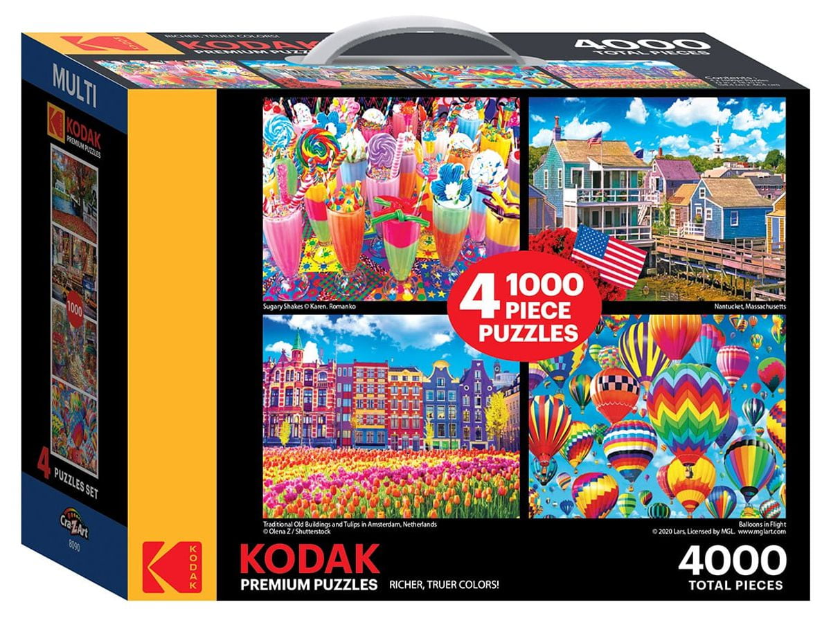 Kodak 1000 Piece Adult Jigsaw Puzzle 4 Pack, 4000 Total Pieces