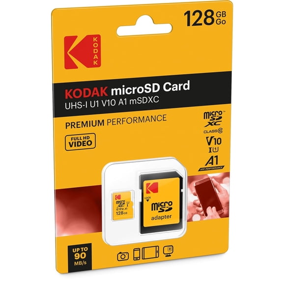 Kodak 128GB Class 10 UHS-I U1 MicroSDXC Card with Adapter 10x Write Speed