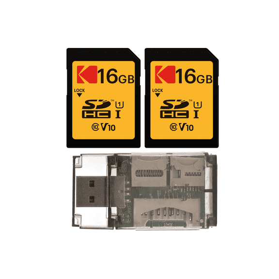 Kodak 16GB Class 10 UHS-I U1 SDHC Memory Card Bundle with High Speed Card Reader (3 Items)