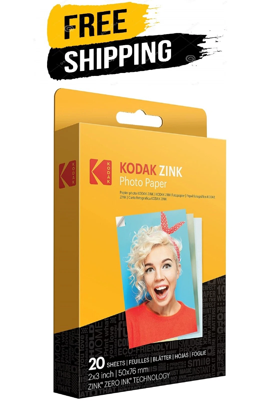 Carta fotografica originale KODAK 2x3 Premium Zink compatibile 20-100 fogli con Kodak Smile/Step/PRINTOMATIC  44