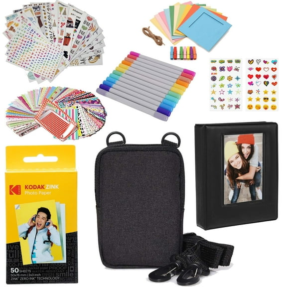 Kodak 2x3" Scrapbooking Kits, 50 Pieces with Photo Album, Case, Stickers, Markers